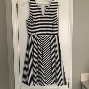 Ann Taylor black & white striped dress